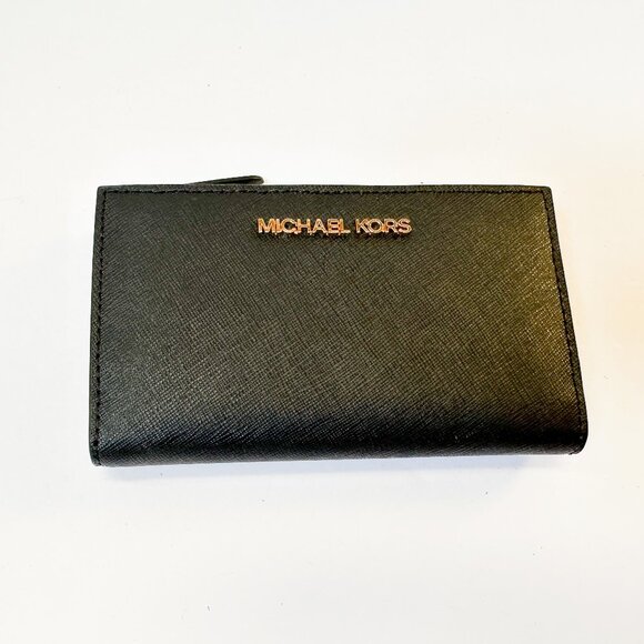 Michael Kors Jet Set Travel Small Bifold Card Case Wallet Black - Picture 4 of 11